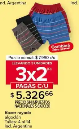 Carrefour Boxer rayado algodón oferta