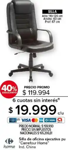Carrefour Carrefour home silla de oficina ejecutiva pu oferta