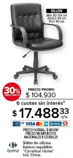 Carrefour Carrefour home sillón de oficina básico regulable home oferta