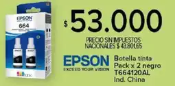 Carrefour Epson botella tinta pack x 2 negro t664120al oferta
