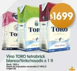Supermercados Buenos Días Toro vino tetrabrick blanco/tinto/rosado oferta