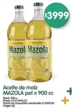 Supermercados Buenos Días Mazola aceite de maíz pet oferta