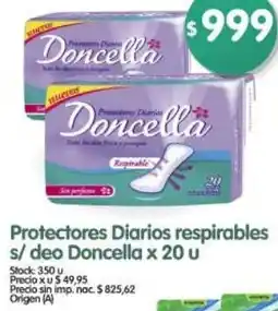 Supermercados Buenos Días Doncella protectores diarios respirables s/deo oferta