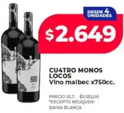 Supermayorista Vital Cu4tro monos locos vino malbec oferta