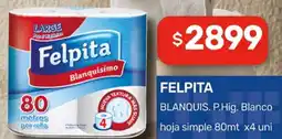 Nini Mayorista Felpita tutor blanquis. p.hig. blanco hoja simple oferta