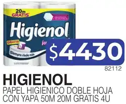 Masivos Higienol papel higienico doble hoja con yapa oferta