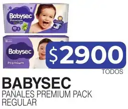 Masivos Babysec pañales premium pack regular oferta
