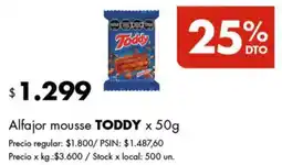 Disco Toddy alfajor mousse oferta