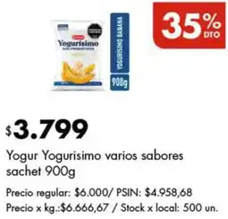 Disco Yogurisimo yogur varios sabores sachet oferta