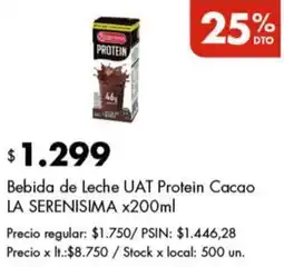 Disco La serenisima bebida de leche uat protein cacao oferta