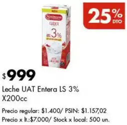 Disco Ls leche uat entera 3% oferta