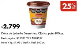 Disco La serenisima dulce de leche clásico pote oferta