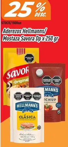 Supermercados Comodin Hellmanns/ mostaza savora aderezos dp oferta