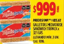 Supermercados Yaguar Mediatarde galletitas sandwich tripack oferta