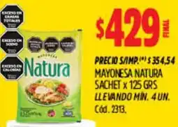 Supermercados Yaguar Natura mayonesa sachet oferta