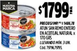 Supermercados Yaguar San remo atún entero en aceiteal natural oferta