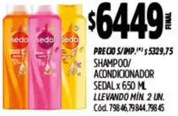 Supermercados Yaguar Sedal shampoo/ acondicionador oferta
