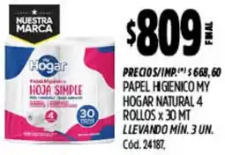 Supermercados Yaguar My hogar papel higienico natural oferta