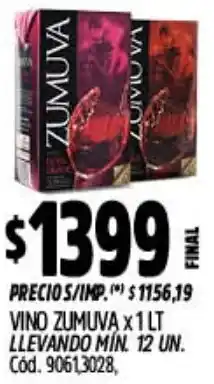 Supermercados Yaguar Zumuva vino oferta