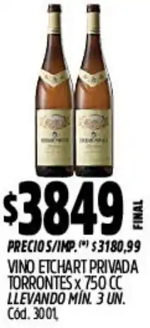 Supermercados Yaguar Etchart vino privada torrontes oferta