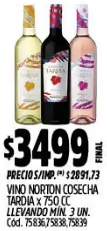 Supermercados Yaguar Norton vino cosecha tardia oferta