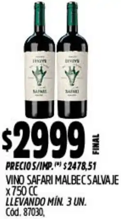 Supermercados Yaguar Safari vino malbec salvaje oferta