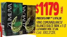 Supermercados Yaguar Zumuva vino blanco/ blanco dulce brik oferta