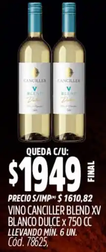Supermercados Yaguar Canciller vino blend xv blanco dulce oferta