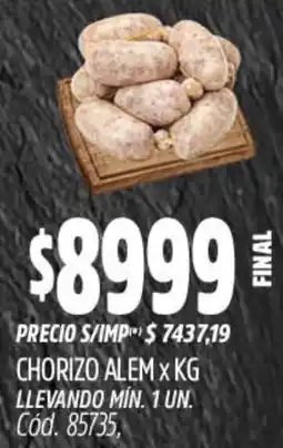 Supermercados Yaguar Chorizo alem oferta