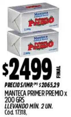 Supermercados Yaguar Primer premio manteca oferta
