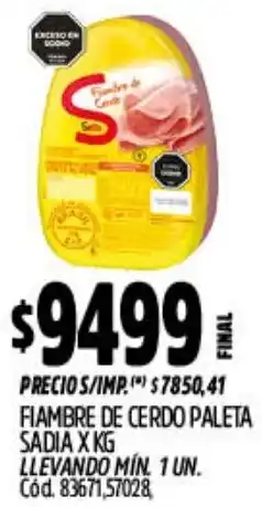 Supermercados Yaguar Sadia fiambre de cerdo paleta oferta