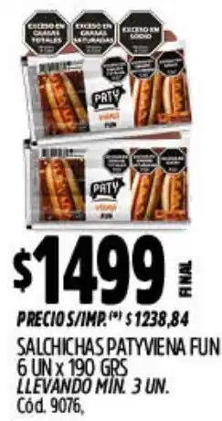 Supermercados Yaguar Patyviena salchichas fun oferta