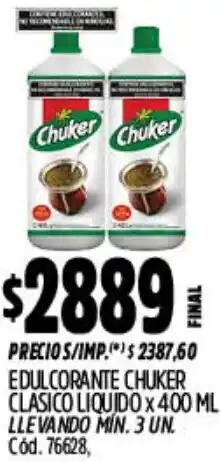 Supermercados Yaguar Chuker edulcorante clasico liquido oferta