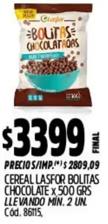 Supermercados Yaguar Bolitas chocolate cereal lasfor oferta