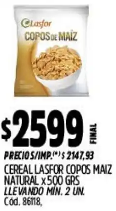 Supermercados Yaguar Lasfor cereal copos maiz natural oferta