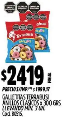 Supermercados Yaguar Terrabusi galletitas anillos clasicos oferta