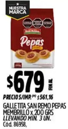 Supermercados Yaguar San remo galletita pepas membrillo oferta