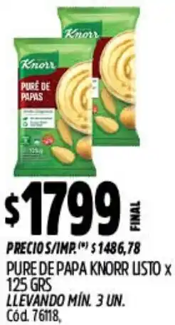 Supermercados Yaguar Knorr pure de papa listo oferta