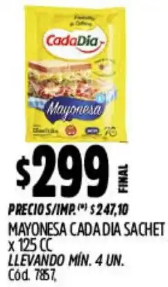 Supermercados Yaguar Cada dia mayonesa sachet oferta