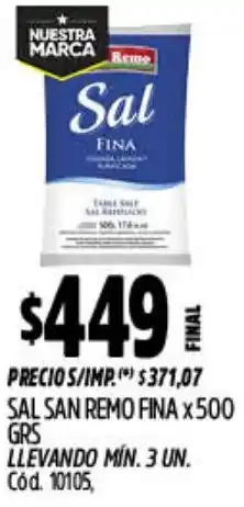 Supermercados Yaguar San remo sal fina oferta