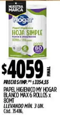 Supermercados Yaguar My hogar papel higienico blanco max oferta