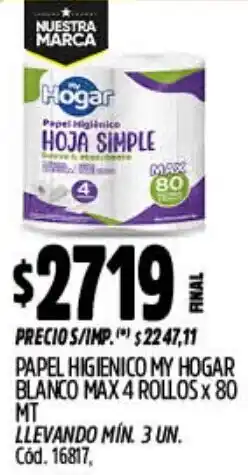 Supermercados Yaguar My hogar papel higienico blanco max oferta