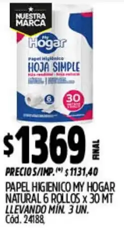 Supermercados Yaguar My hogar papel higienico natural oferta