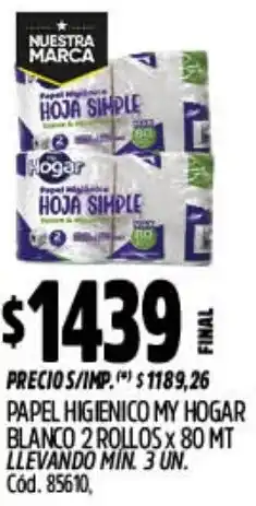 Supermercados Yaguar My hogar papel higienico blanco oferta