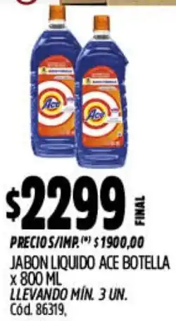 Supermercados Yaguar Ace jabon liquido botella oferta