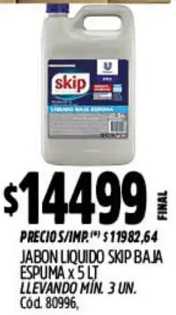 Supermercados Yaguar Skip jabon liquido baja espuma oferta