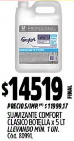 Supermercados Yaguar Comfort suavizante clasico botella oferta