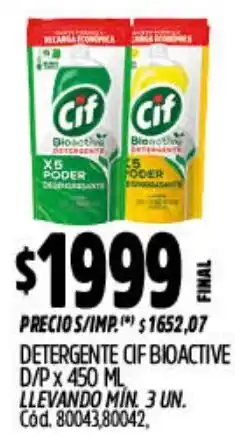 Supermercados Yaguar Cif detergente bioactive d/p oferta