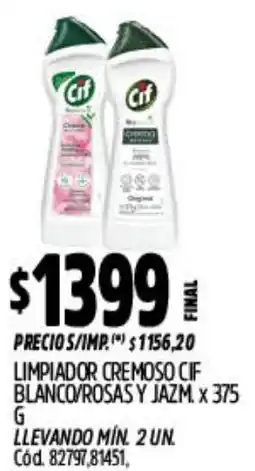 Supermercados Yaguar Cif limpiador cremoso blanco/rosas y jazm. oferta