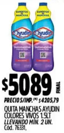 Supermercados Yaguar Ayudín quita manchas colores vivos oferta